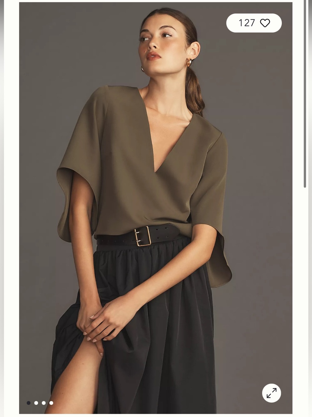 Mare Mare Forest Green V neck cape blouse